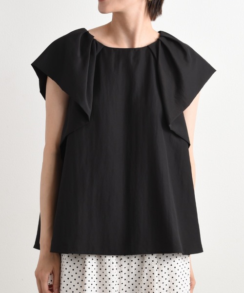 INTERPLANET（インタープラネット）の「ポリエステルタンブラーラッフルスリーブブラウス（シャツ/ブラウス・レディース・キャメル/ブラック/カーキ・FREE）」の10枚目の写真