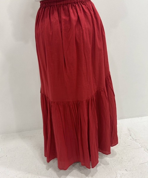 bohmal（ボマール）の「インド綿ボリュームデザインギャザーマキシスカート（スカート・レディース・ライム/ブラック/ロイヤルブルー/オレンジ/ベージュ/レッド・FREE）」の14枚目の写真