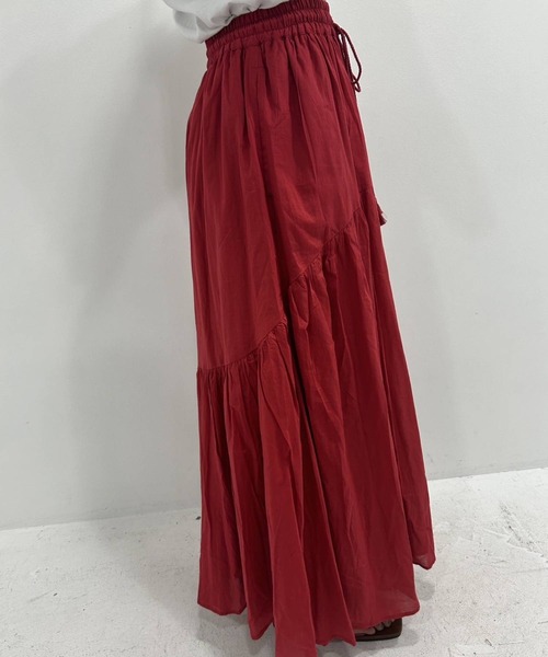 bohmal（ボマール）の「インド綿ボリュームデザインギャザーマキシスカート（スカート・レディース・ライム/ブラック/ロイヤルブルー/オレンジ/ベージュ/レッド・FREE）」の15枚目の写真