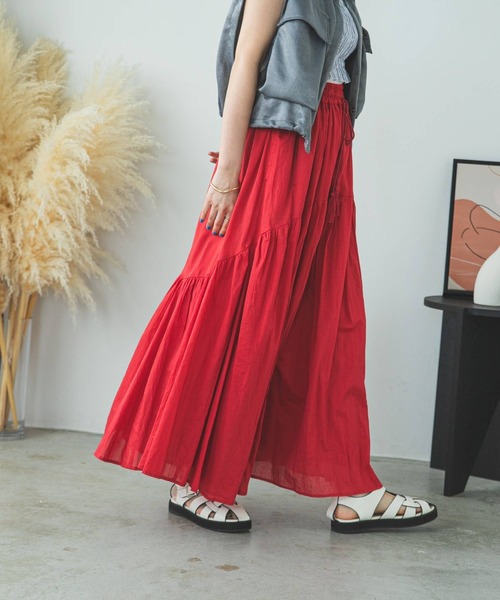 bohmal（ボマール）の「インド綿ボリュームデザインギャザーマキシスカート（スカート・レディース・ライム/ブラック/ロイヤルブルー/オレンジ/ベージュ/レッド・FREE）」の21枚目の写真