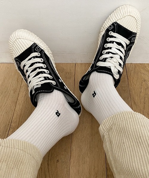 Chick（チック）の「▲one point color socks/ワンポイントカラーソックス（ソックス/靴下・レディース・ホワイト/グリーン/オレンジ/ピンク/パープル/ブラウン/ブラック・FREE）」の2枚目の写真