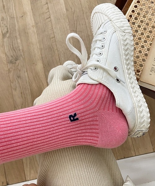 Chick（チック）の「▲one point color socks/ワンポイントカラーソックス（ソックス/靴下・レディース・ホワイト/グリーン/オレンジ/ピンク/パープル/ブラウン/ブラック・FREE）」の9枚目の写真