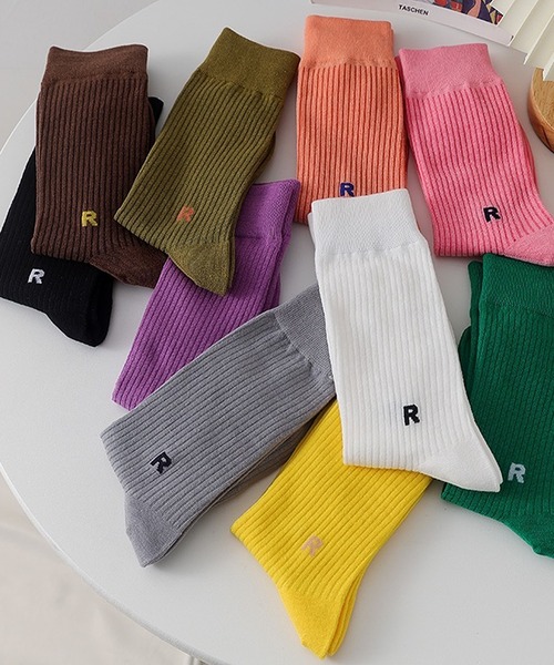 Chick（チック）の「▲one point color socks/ワンポイントカラーソックス（ソックス/靴下・レディース・ホワイト/グリーン/オレンジ/ピンク/パープル/ブラウン/ブラック・FREE）」の11枚目の写真