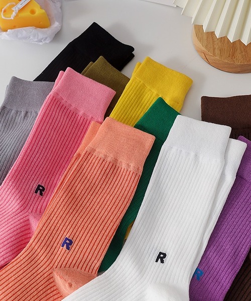 Chick（チック）の「▲one point color socks/ワンポイントカラーソックス（ソックス/靴下・レディース・ホワイト/グリーン/オレンジ/ピンク/パープル/ブラウン/ブラック・FREE）」の10枚目の写真