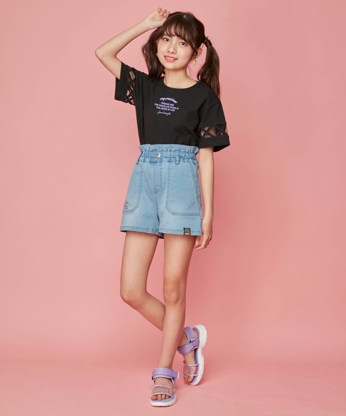 JENNI love（ジェニィラブ）の「ウエストギャザーデニムショーパン（デニムパンツ・キッズ・ブルー/サックスブルー・150cm/160cm/130cm/140cm）」の19枚目の写真