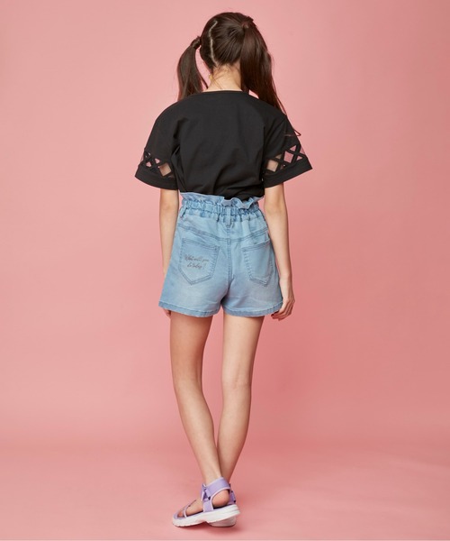 JENNI love（ジェニィラブ）の「ウエストギャザーデニムショーパン（デニムパンツ・キッズ・ブルー/サックスブルー・150cm/160cm/130cm/140cm）」の3枚目の写真