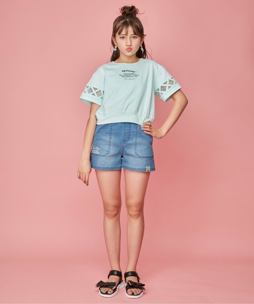 JENNI love（ジェニィラブ）の「ウエストギャザーデニムショーパン（デニムパンツ・キッズ・ブルー/サックスブルー・150cm/160cm/130cm/140cm）」の6枚目の写真