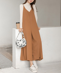 Dewlily（デューリリー）の「Vネックワイドレッグサロペット（サロペット/オーバーオール）」