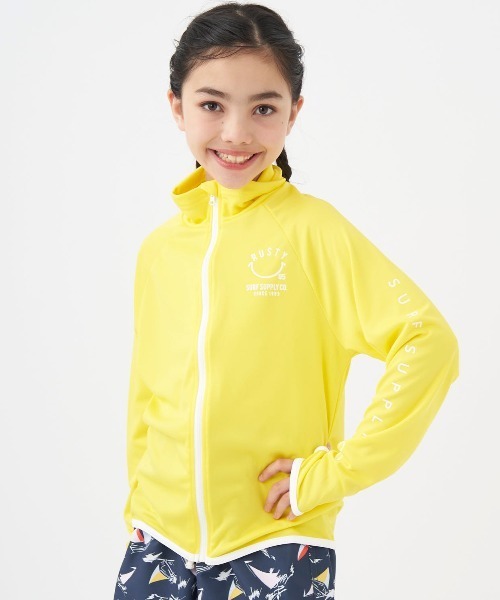 RUSTY（ラスティ）の「【RUSTY:ラスティー】キッズラッシュガード　ニコちゃんシリーズ（ラッシュガード・キッズ・エメラルド/ブラック/ピンク/ホワイト/イエロー・140/150/160/100/110/120/130）」の4枚目の写真