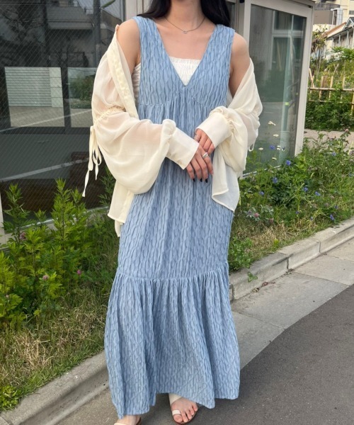 低身長用サイズあり】ジャガードシアーキャミワンピース（ワンピース