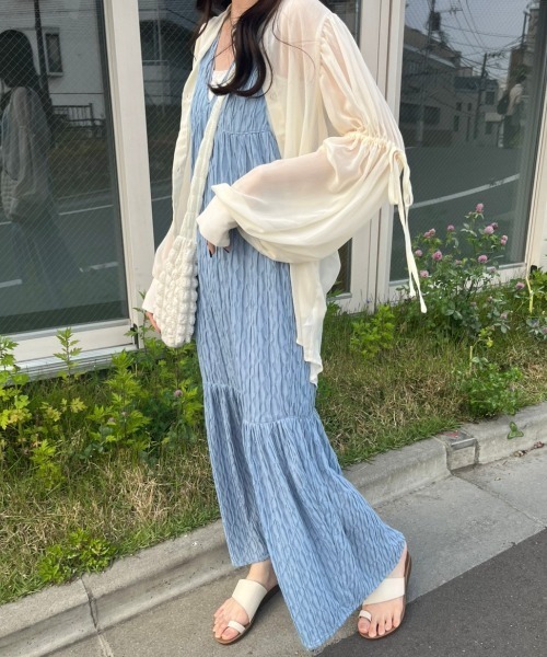 nemne store(ネンネストア)の「【低身長用サイズあり】ジャガードシアーキャミワンピース(ワンピース・レディース・ブルー/アイボリー・SMALL/MEDIUM)」の19枚目の写真