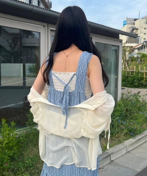 nemne store(ネンネストア)の「【低身長用サイズあり】ジャガードシアーキャミワンピース(ワンピース・レディース・ブルー/アイボリー・SMALL/MEDIUM)」の22枚目の写真