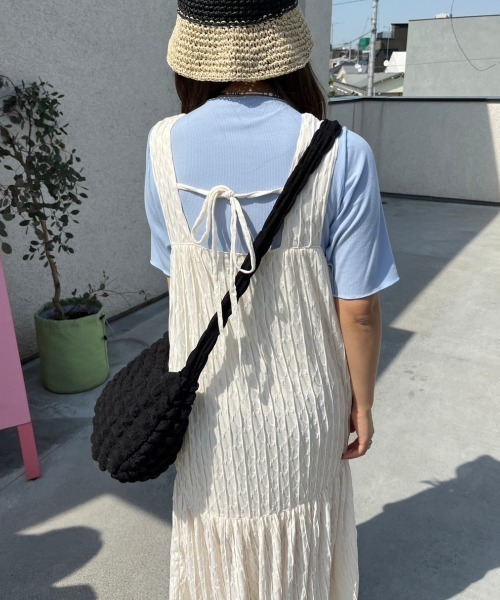 nemne store(ネンネストア)の「【低身長用サイズあり】ジャガードシアーキャミワンピース(ワンピース・レディース・ブルー/アイボリー・SMALL/MEDIUM)」の5枚目の写真