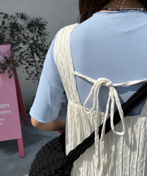 nemne store(ネンネストア)の「【低身長用サイズあり】ジャガードシアーキャミワンピース(ワンピース・レディース・ブルー/アイボリー・SMALL/MEDIUM)」の10枚目の写真