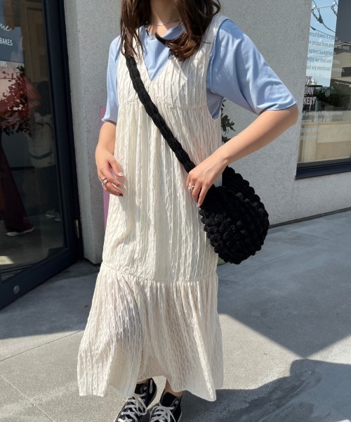 nemne store(ネンネストア)の「【低身長用サイズあり】ジャガードシアーキャミワンピース(ワンピース・レディース・ブルー/アイボリー・SMALL/MEDIUM)」の18枚目の写真