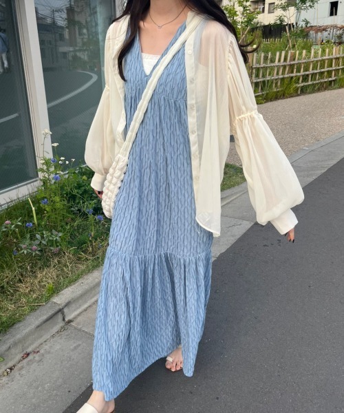 低身長用サイズあり】ジャガードシアーキャミワンピース（ワンピース