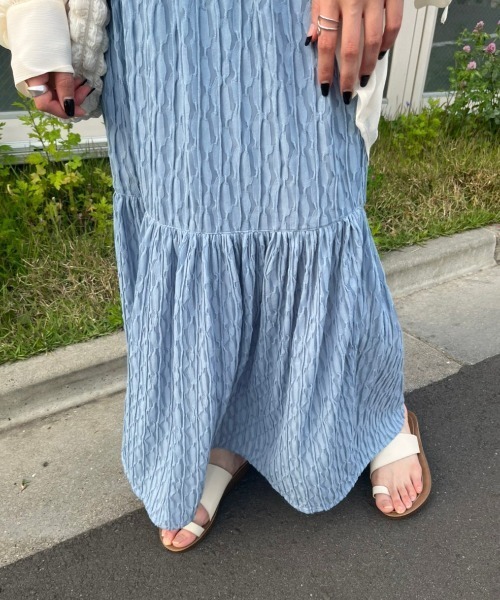nemne store(ネンネストア)の「【低身長用サイズあり】ジャガードシアーキャミワンピース(ワンピース・レディース・ブルー/アイボリー・SMALL/MEDIUM)」の9枚目の写真