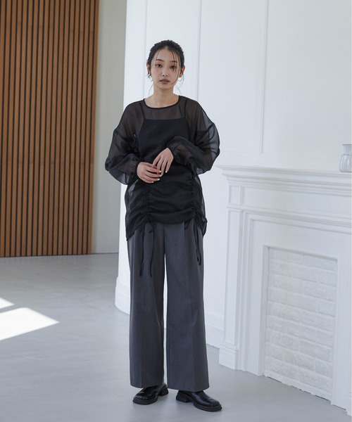 feepur(フェピュール)の「オーガンジードロストブラウス(シャツ/ブラウス・レディース・ブラック/オフホワイト・MEDIUM)」の6枚目の写真