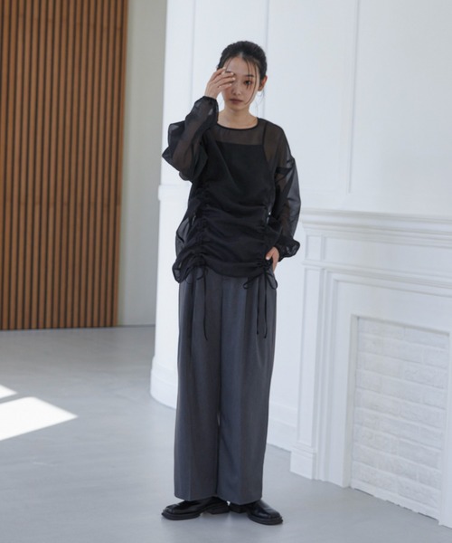 feepur(フェピュール)の「オーガンジードロストブラウス(シャツ/ブラウス・レディース・ブラック/オフホワイト・MEDIUM)」の15枚目の写真