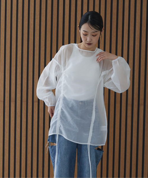feepur(フェピュール)の「オーガンジードロストブラウス(シャツ/ブラウス・レディース・ブラック/オフホワイト・MEDIUM)」の17枚目の写真