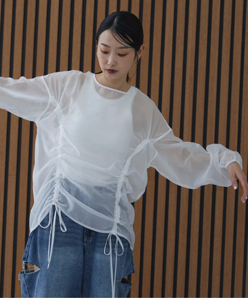 feepur(フェピュール)の「オーガンジードロストブラウス(シャツ/ブラウス・レディース・ブラック/オフホワイト・MEDIUM)」の16枚目の写真