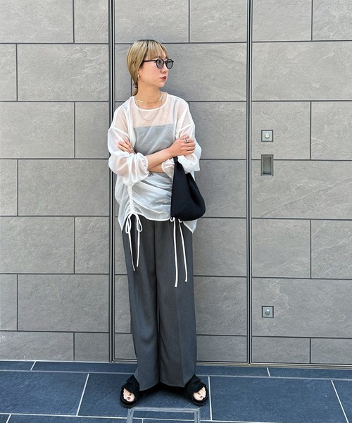 feepur(フェピュール)の「オーガンジードロストブラウス(シャツ/ブラウス・レディース・ブラック/オフホワイト・MEDIUM)」の18枚目の写真
