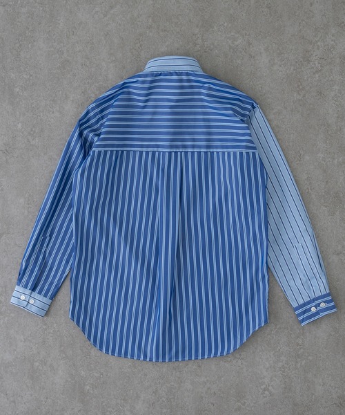 【セール】クレイジーパターン リラックスワイドヨークシャツ＜ブルーストライプ＞（シャツ/ブラウス）｜BRICK & SONS（ブリックアンドサンズ）