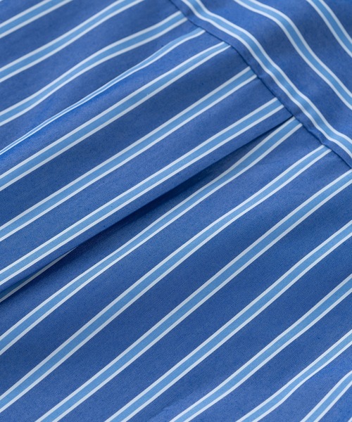 【セール】クレイジーパターン リラックスワイドヨークシャツ＜ブルーストライプ＞（シャツ/ブラウス）｜BRICK & SONS（ブリックアンドサンズ）