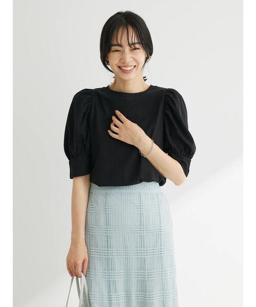 Sugar spoon（シュガースプーン）の「・SUGAR　SPOON　ギャザーパフTシャツ（Tシャツ/カットソー・レディース・オフホワイト/ブルー/ブラック/グリーン・FREE）」の7枚目の写真