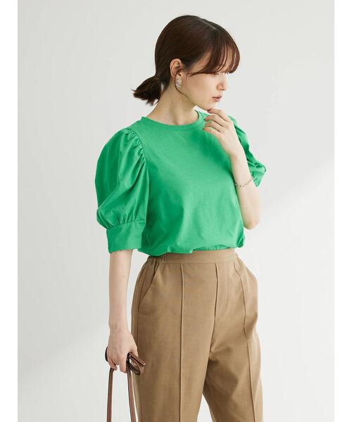 Sugar spoon（シュガースプーン）の「・SUGAR　SPOON　ギャザーパフTシャツ（Tシャツ/カットソー・レディース・オフホワイト/ブルー/ブラック/グリーン・FREE）」の8枚目の写真