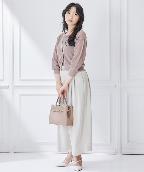 12Twelve Agenda（トゥエルブ　アジェンダ）の「Vネックメッシュ編みニットカーディガン（カーディガン/ボレロ・レディース・ライトグレー/ベージュ・M）」の8枚目の写真