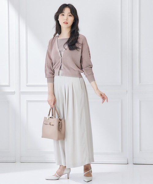 12Twelve Agenda（トゥエルブ　アジェンダ）の「Vネックメッシュ編みニットカーディガン（カーディガン/ボレロ・レディース・ライトグレー/ベージュ・M）」の9枚目の写真