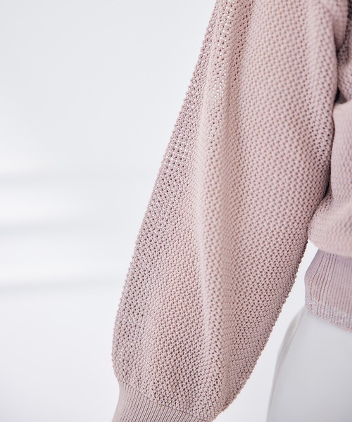 12Twelve Agenda（トゥエルブ　アジェンダ）の「Vネックメッシュ編みニットカーディガン（カーディガン/ボレロ・レディース・ライトグレー/ベージュ・M）」の14枚目の写真