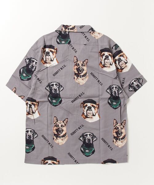 ✨美品✨SCHOTT DOG ハワイアンシャツ アロハシャツ L 軍用犬 Schott/ショット】 ブルドッグ柄 ハワイアンシャツ /3125067