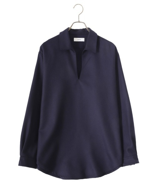 美品 marka スキッパーシャツ メンズ ダークブラウン 1 ウール 特価 茶 marka(マーカ) - SKIPPER SHIRT WOOL SOFT SERGE - M23C-07SH01C