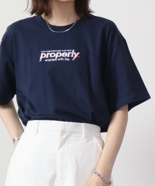 MODISH GAZE（モディシュガゼ）の「MODISH GAZE properly刺繍Tシャツ 半袖（Tシャツ/カットソー・メンズ・ネイビー/ホワイト/ブラック・M/L/XL）」の3枚目の写真