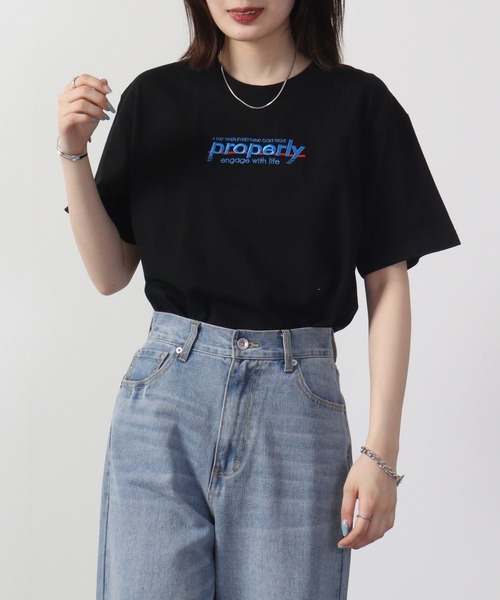 MODISH GAZE（モディシュガゼ）の「MODISH GAZE properly刺繍Tシャツ 半袖（Tシャツ/カットソー・メンズ・ネイビー/ホワイト/ブラック・M/L/XL）」の21枚目の写真