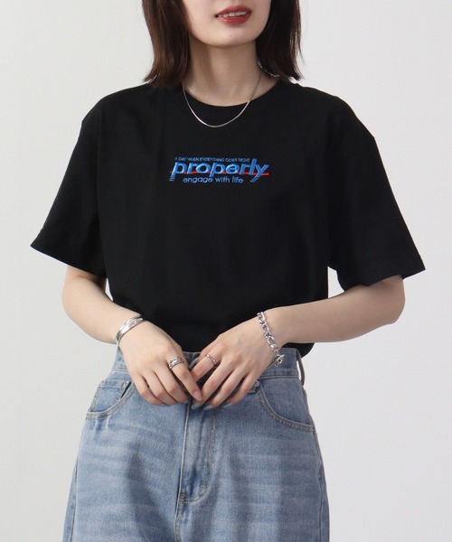 MODISH GAZE（モディシュガゼ）の「MODISH GAZE properly刺繍Tシャツ 半袖（Tシャツ/カットソー・メンズ・ネイビー/ホワイト/ブラック・M/L/XL）」の22枚目の写真