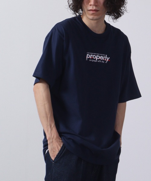 MODISH GAZE（モディシュガゼ）の「MODISH GAZE properly刺繍Tシャツ 半袖（Tシャツ/カットソー・メンズ・ネイビー/ホワイト/ブラック・M/L/XL）」の6枚目の写真