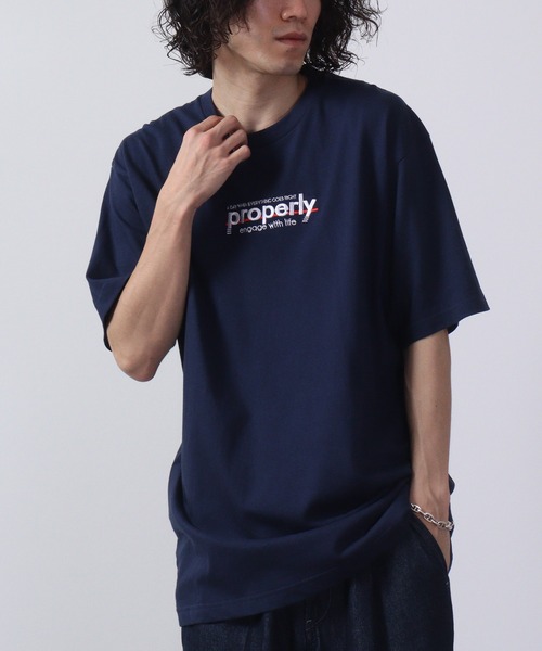 MODISH GAZE（モディシュガゼ）の「MODISH GAZE properly刺繍Tシャツ 半袖（Tシャツ/カットソー・メンズ・ネイビー/ホワイト/ブラック・M/L/XL）」の5枚目の写真