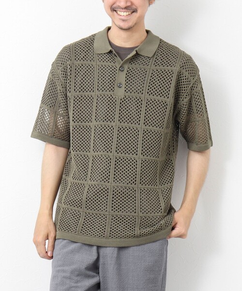 NOLLEY'S goodman（ノーリーズグッドマン）の「Tシャツ付き メッシュ編みニットポロシャツ（ポロシャツ・メンズ・ダークネイビー/ライトグレー/オリーブ・M/L）」の17枚目の写真