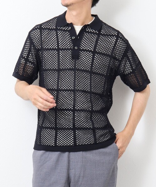 NOLLEY'S goodman（ノーリーズグッドマン）の「Tシャツ付き メッシュ編みニットポロシャツ（ポロシャツ・メンズ・ダークネイビー/ライトグレー/オリーブ・M/L）」の11枚目の写真