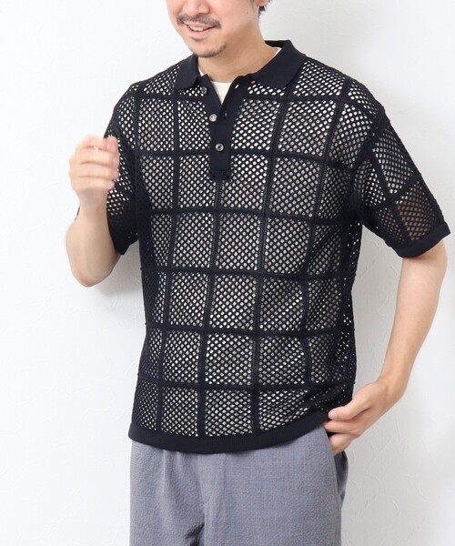 NOLLEY'S goodman（ノーリーズグッドマン）の「Tシャツ付き メッシュ編みニットポロシャツ（ポロシャツ・メンズ・ダークネイビー/ライトグレー/オリーブ・M/L）」の14枚目の写真