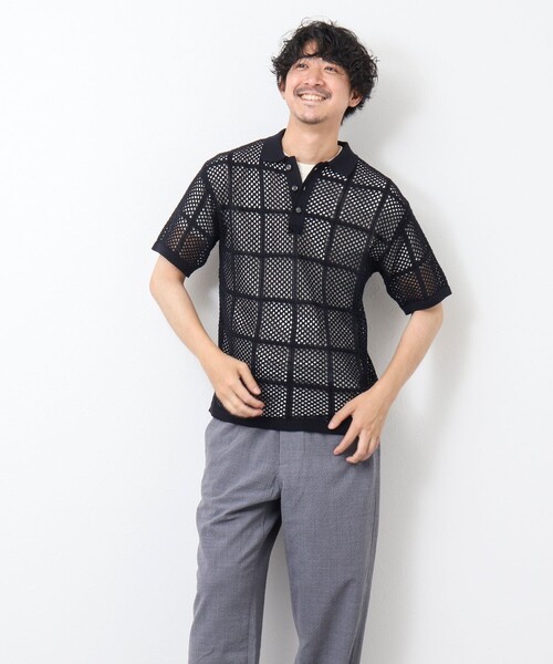 NOLLEY'S goodman（ノーリーズグッドマン）の「Tシャツ付き メッシュ編みニットポロシャツ（ポロシャツ・メンズ・ダークネイビー/ライトグレー/オリーブ・M/L）」の3枚目の写真