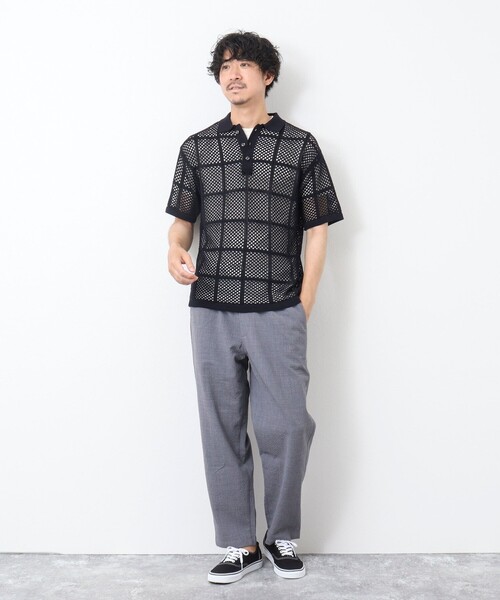 NOLLEY'S goodman（ノーリーズグッドマン）の「Tシャツ付き メッシュ編みニットポロシャツ（ポロシャツ・メンズ・ダークネイビー/ライトグレー/オリーブ・M/L）」の1枚目の写真