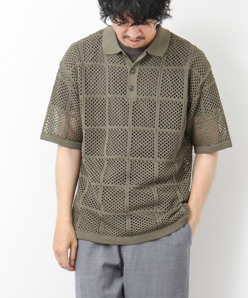NOLLEY'S goodman（ノーリーズグッドマン）の「Tシャツ付き メッシュ編みニットポロシャツ（ポロシャツ・メンズ・ダークネイビー/ライトグレー/オリーブ・M/L）」の9枚目の写真