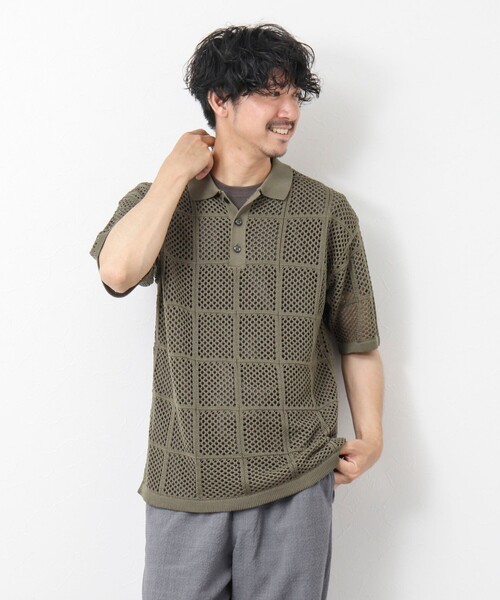 NOLLEY'S goodman（ノーリーズグッドマン）の「Tシャツ付き メッシュ編みニットポロシャツ（ポロシャツ・メンズ・ダークネイビー/ライトグレー/オリーブ・M/L）」の15枚目の写真