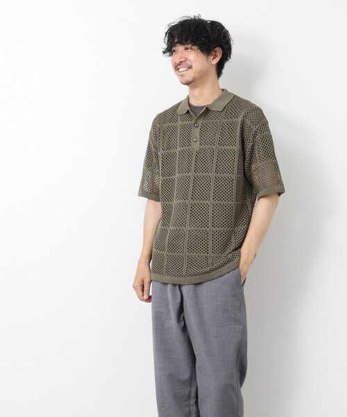 NOLLEY'S goodman（ノーリーズグッドマン）の「Tシャツ付き メッシュ編みニットポロシャツ（ポロシャツ・メンズ・ダークネイビー/ライトグレー/オリーブ・M/L）」の4枚目の写真