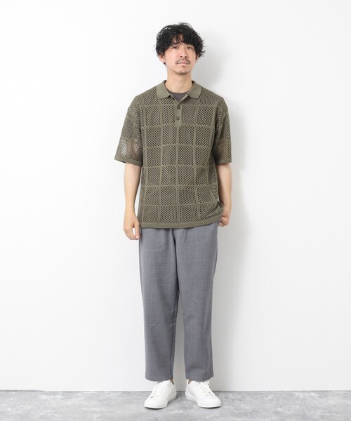NOLLEY'S goodman（ノーリーズグッドマン）の「Tシャツ付き メッシュ編みニットポロシャツ（ポロシャツ・メンズ・ダークネイビー/ライトグレー/オリーブ・M/L）」の13枚目の写真