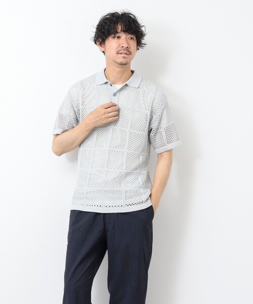 NOLLEY'S goodman（ノーリーズグッドマン）の「Tシャツ付き メッシュ編みニットポロシャツ（ポロシャツ・メンズ・ダークネイビー/ライトグレー/オリーブ・M/L）」の16枚目の写真
